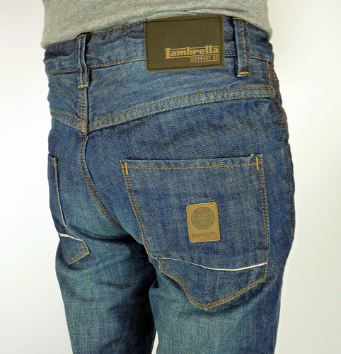 Selvedge Trim LAMBRETTA Retro Mod Slim Fit Jeans S