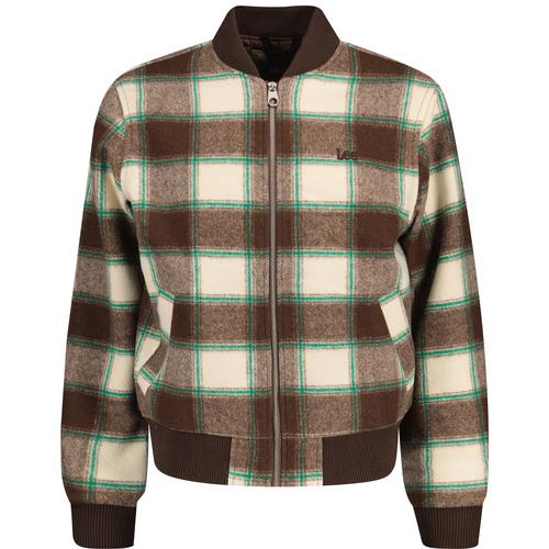 Lee Jeans Retro Plaid Wool Bomber Jacket in Light Umber