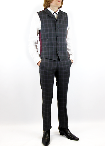 Tailored by Madcap England Retro 60s Mod Check Suit in Grey