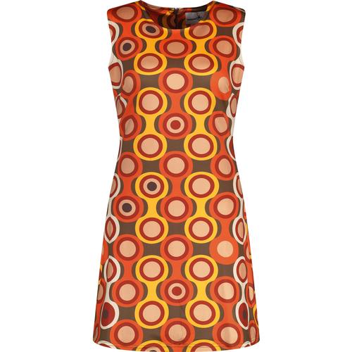 madcap england daytripper psych out 60s mod op art a line mini dress orange yellow