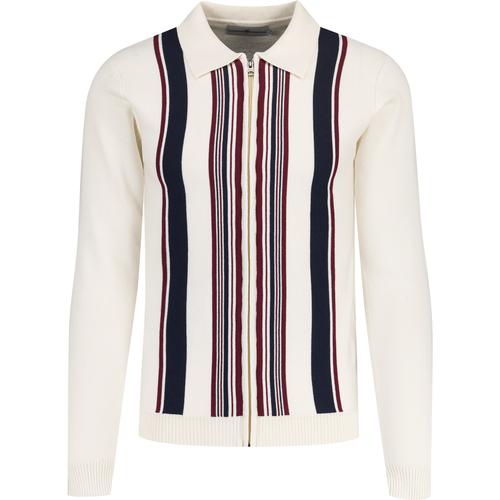 madcap england mens vertical stripe front zip through cardigan snow white
