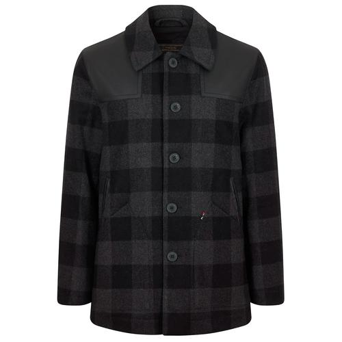 MERC Battle Retro Mod Winter Check Donkey Jacket in Charcoal