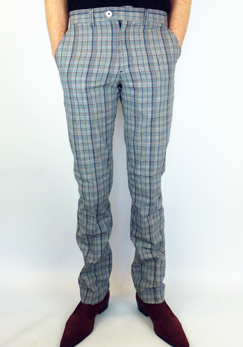 MERC Jake Retro 60s Mod Prince of Wales Check Slim Trousers