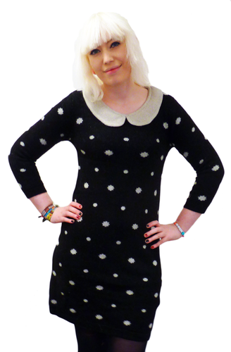 Gail MERC Retro 60s Polkadot Knitted Mod Dress