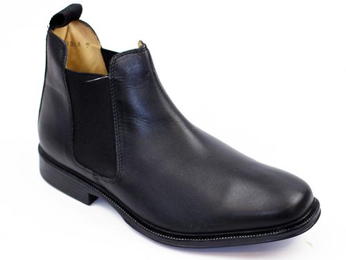 Chief Mens Retro Sixties Mod Black Leather Chelsea Boots