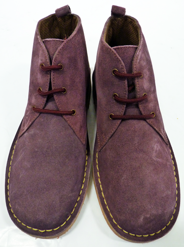 'X-SECTION' WOMENS RETRO MOD INDIE SUEDE DESERT BOOTS (Plum). The c