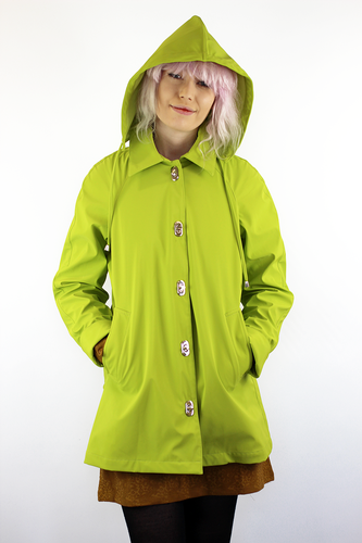 Mycra Pac Women's Turnkey Raincoat in Acid | Retro 60s Mac