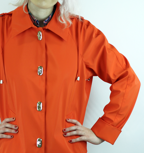 Mycra Pac Womens Turnkey Raincoat in Tangerine | Retro 60s Mac