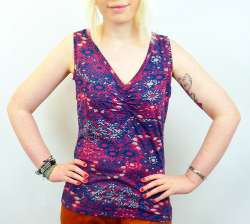 Floral Mosaic NOMADS Retro 60s Psychedelic Top