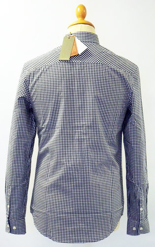 ORIGINAL PENGUIN Retro 60s Mod Essential Gingham Shirt Navy