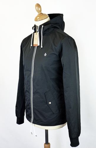 ORIGINAL PENGUIN Hooded Ratner Retro Mod Jacket True Black