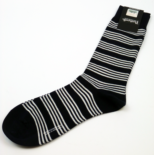 PANTHERELLA Retro Mod Engineered Stripe Socks Sea Island Cotton
