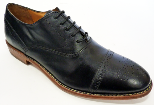 PAOLO VANDINI Napoli Brogues | Retro 60s Handcrafted Mod Black Shoes