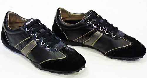 GEOX RESPIRA Snake Retro 70s Indie Leather Suede Trainers