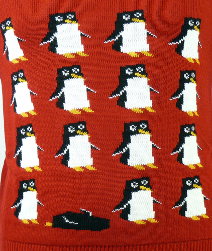 Penguin Party Retro 70s Indie Christmas Jumper (R)