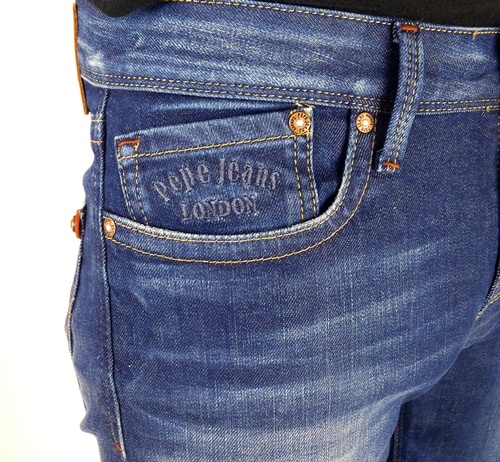 PEPE Hatch Mens Retro Indie Mod Slim Leg Jeans Indigo Blast