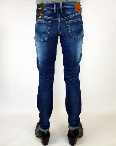 PEPE Hatch Mens Retro Indie Mod Slim Leg Jeans Faded Indigo