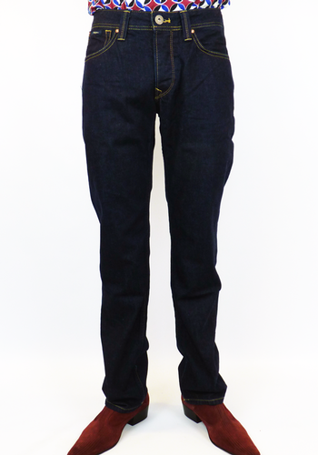 PEPE Heston Mens Retro Indie Mod Straight Leg Denim Jeans Indigo
