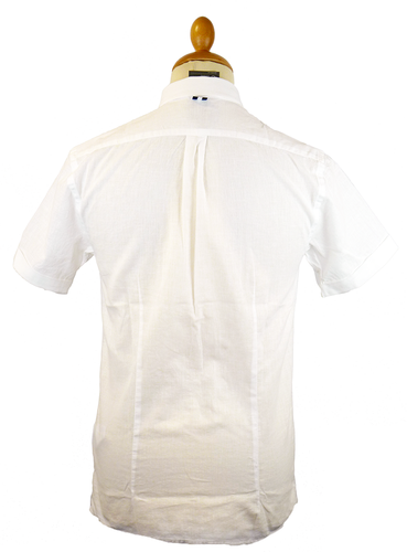 PETER WERTH Merchant Retro 60s Mod White Linen S/S Shirt