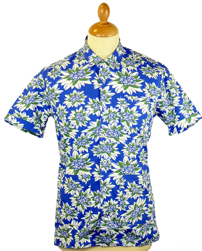 PETER WERTH Molino Retro 70s Indie Aloha Hawaiian Shirt Blue
