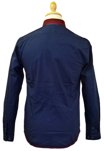 PETER WERTH Marlowe Shirt | Retro 60s Colour Block Navy 2-Tone Shirt