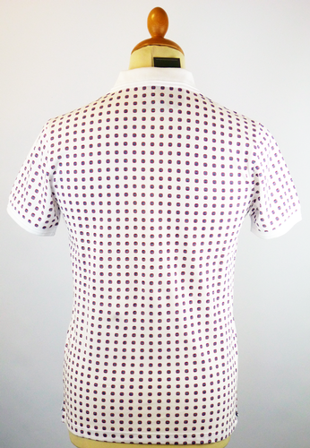 PETER WERTH Ivy Retro 60s Mod Op Art Square Polo Top White