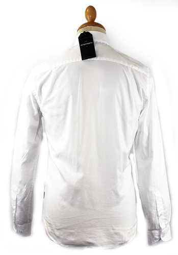 PETER WERTH Retro Mod Concealed Button Down Oxford Shirt White