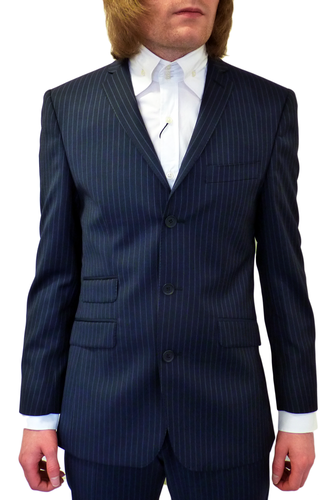 Pinstripe Retro Sixties 3 Button Tailored Mod Suit