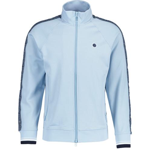 Eclipse Pretty Green Paisley Taped Sleeve Funnel Neck Track Top in Light Blue