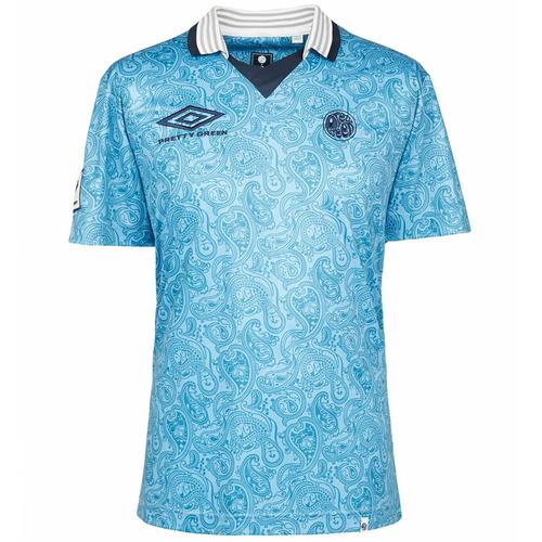 PRETTY GREEN X UMBRO Retro Paisley Football Top in Blue