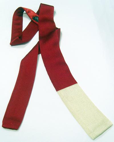 'Blocked' - Retro Sixties Mod Mens Tie (Red/Ecru) 