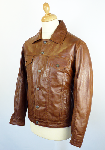 MADCAP ENGLAND Wyatt Retro 70s Indie Leather Flight Jacket