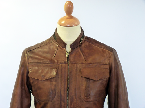 Vincent Retro Indie Standing Collar Leather Jacket