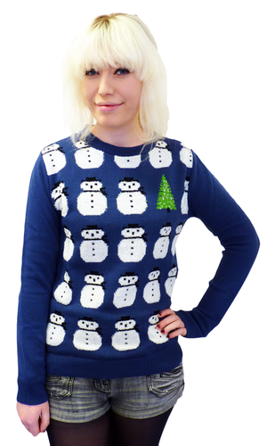 Frosty Retro 70s Indie Snowman Christmas Jumper BL