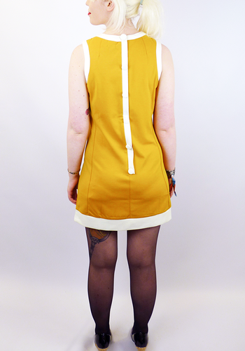Dusty Retro Mod Sixties Mini Dress (Mustard)