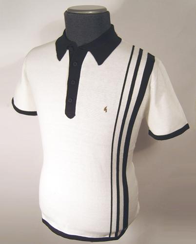 'Gabicci Vintage Knitted Racing Stripe Polo' (W)