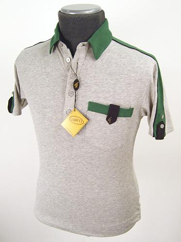 'Gabicci Vintage' Seventies Polo (Silver/Green)