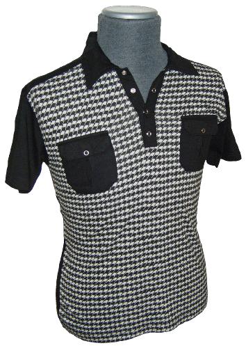 'Raconteur' (Black Dogtooth) - Mod Polo Shirt