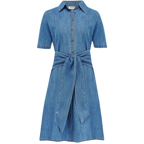 Sugarhill Brighton Talitha Denim Mini Shirt Dress in Mid Blue D1305