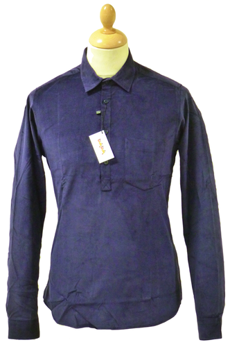 TukTuk Retro Sixties Navy Cord Mod Pullover Shirt