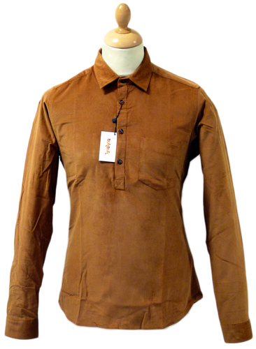 TukTuk Retro Sixties Camel Cord Mod Pullover Shirt