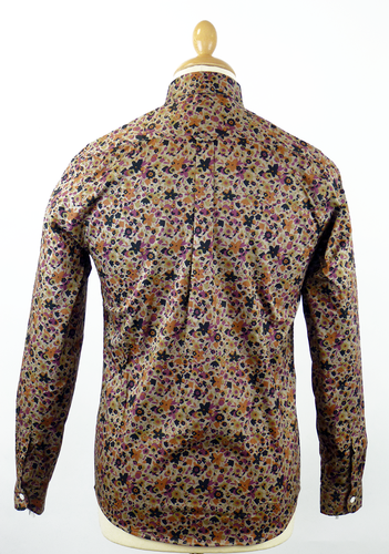 Autumnal Floral Print TUKTUK Retro 60s Mod Shirt