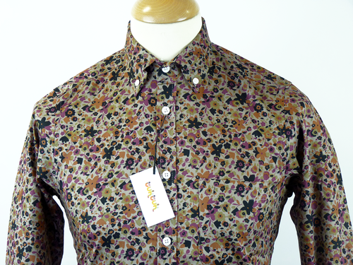 Autumnal Floral Print TUKTUK Retro 60s Mod Shirt