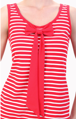 TULLE Bow Knot Retro Sixties Mod Stripe Nautical Stripe Top Red