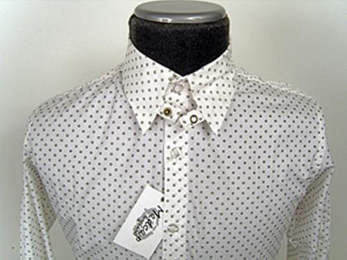 'Byron' - Retro Mod Tab Collar Shirt (White) 