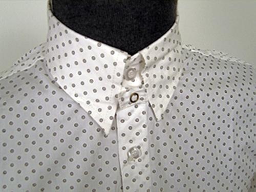 'Byron' - Retro Mod Tab Collar Shirt (White) 