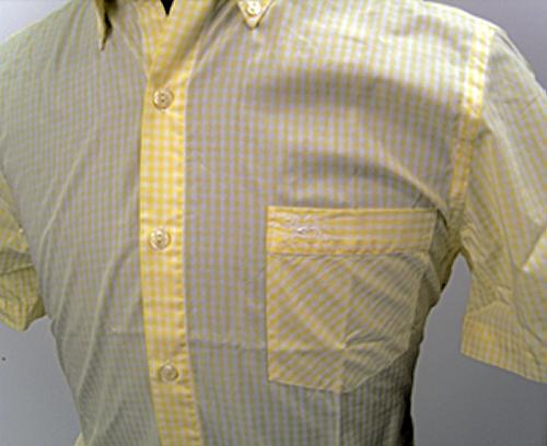 'Baracuta G9 Short Sleeve Gingham Shirt' (Lemon) 